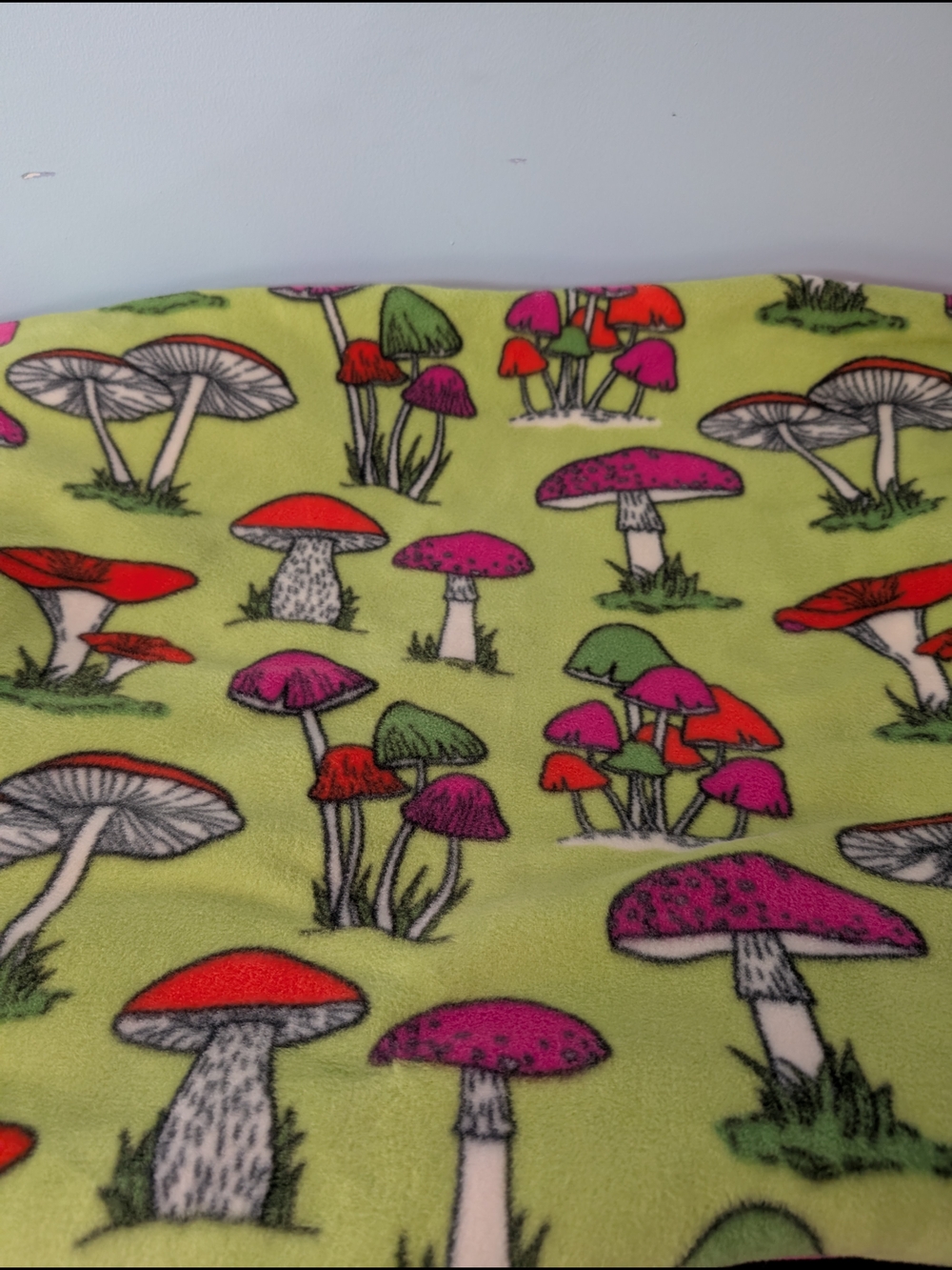 Hand Crafted Double Sided Mushroom Fleece Blanket
